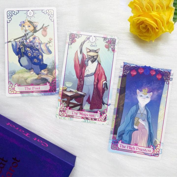 【正規品タロットカード】韓国の超希少インディーズ✨猫×ファンタジー×古典アート