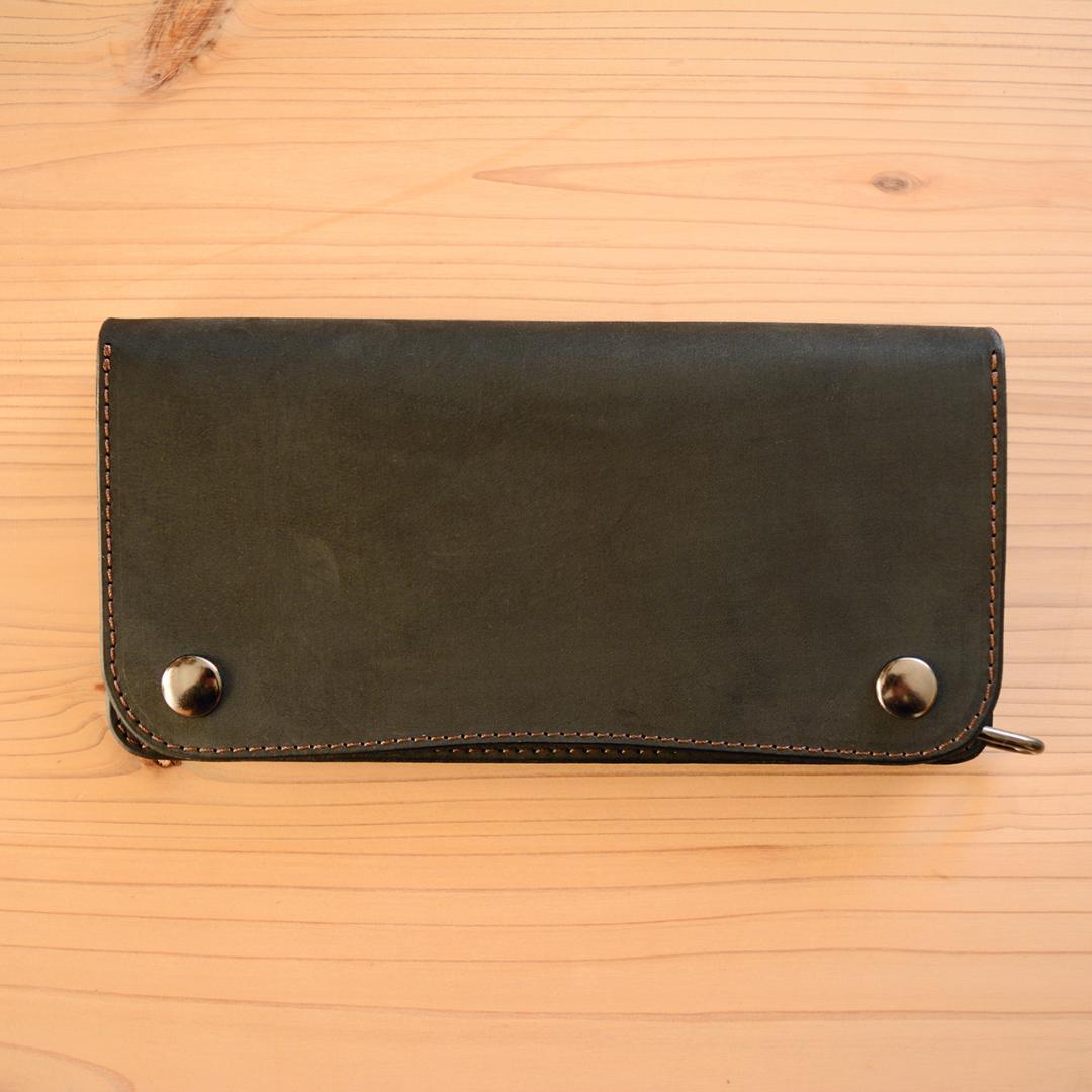 育てる艶革 ロング トラッカーウォレット イタリアンレザー