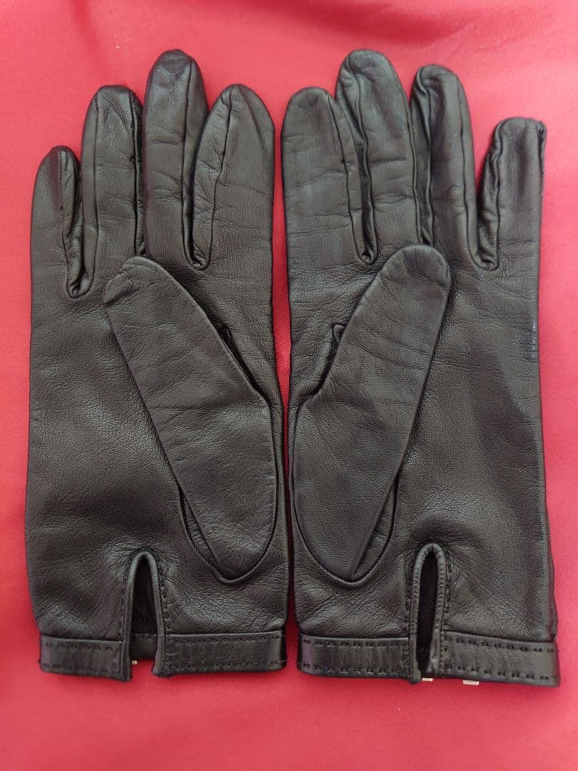 エルメス ラムレザー 手袋 Ｈロゴ シルバー金具 ブラック サイズ7