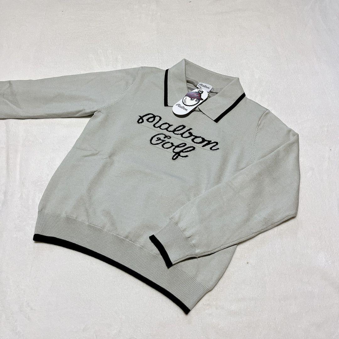 新品　マルボン　Malbon golf ゴルフ　裏地付トップス　グレー　Ｌ