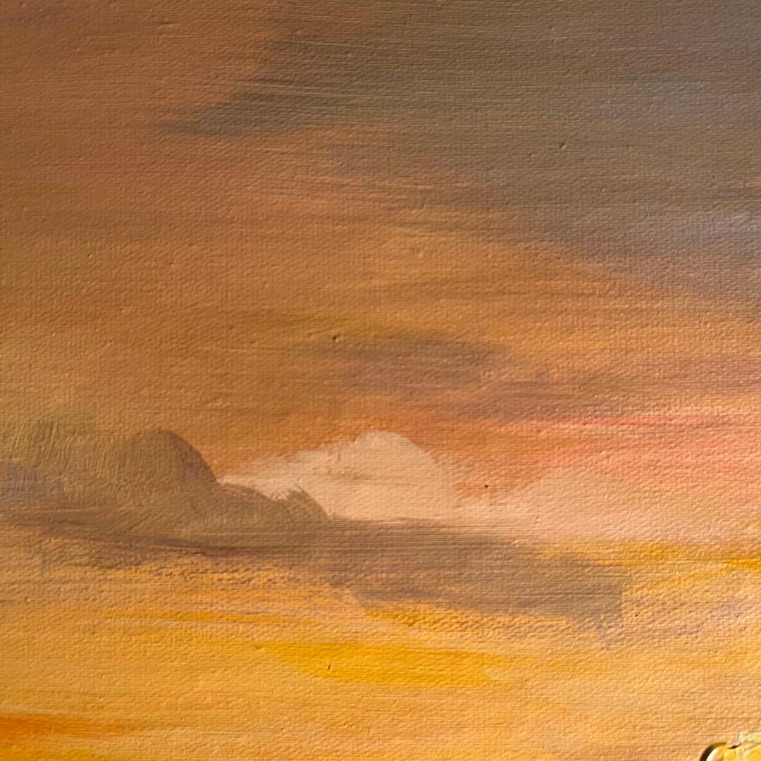 ★特大秀作★ 手書き油絵 ゴールドマウンテン 肉筆絵画 額付 インテリア 油彩画