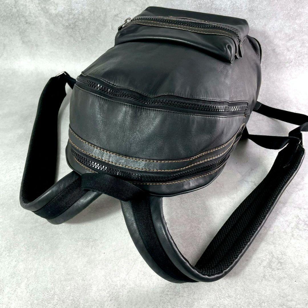 美品 コーチ アカデミー 2室 バックパック ビジネスバッグ A4可 レザー 黒