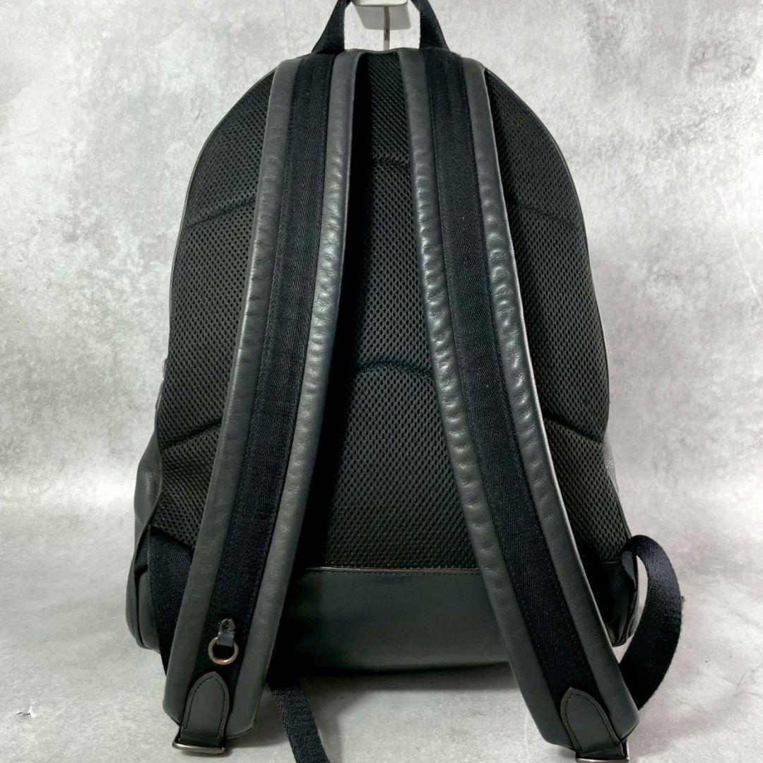 美品 コーチ アカデミー 2室 バックパック ビジネスバッグ A4可 レザー 黒