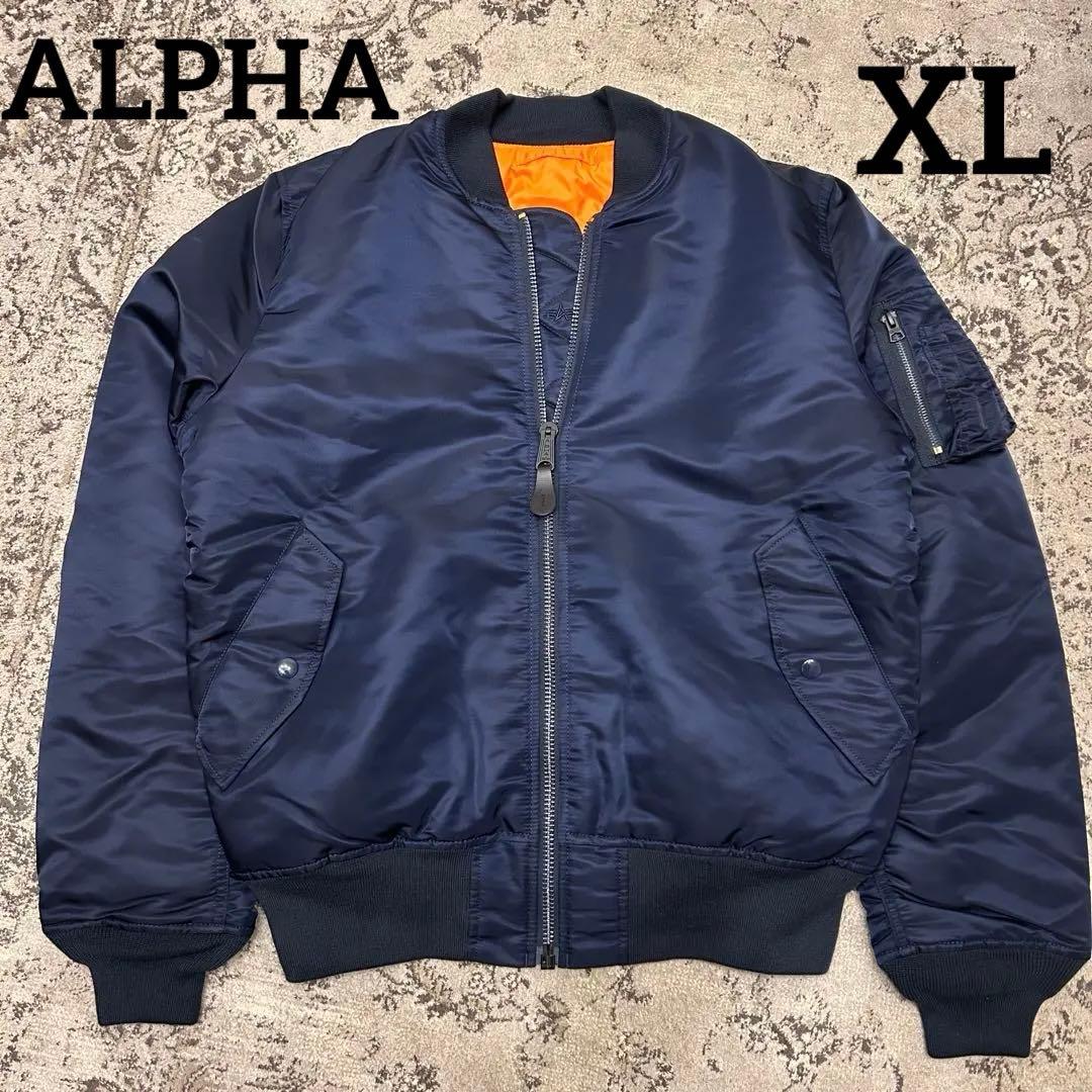 【美品】アルファ ALPHA MA-1 フライトジャケット ネイビー XLサイズ