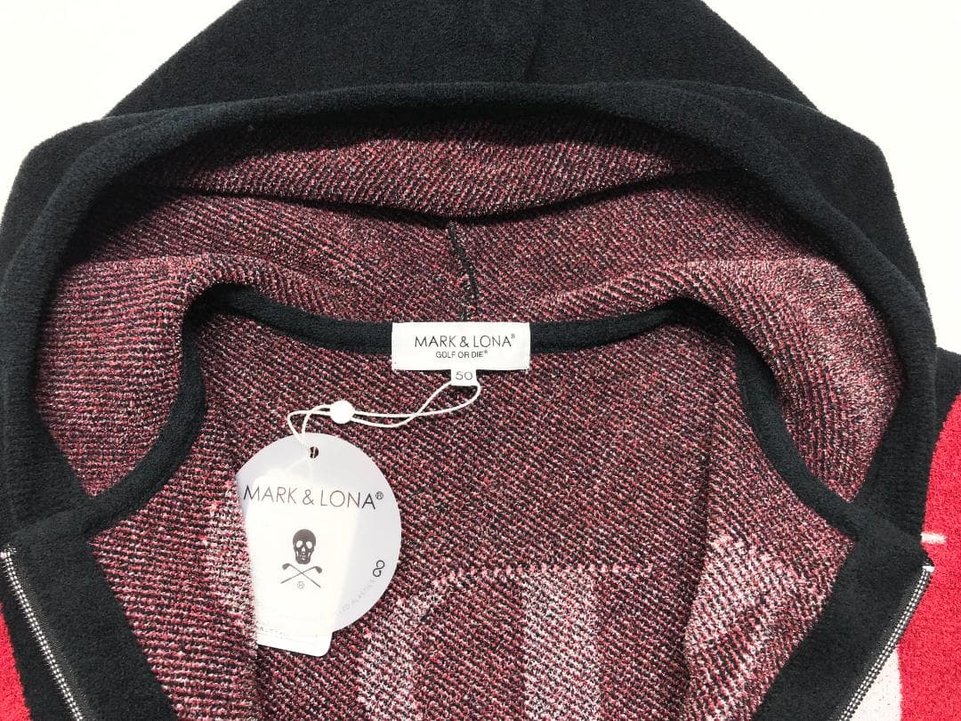 ○★訳有り新品未使用　MARK&LONA　ブランドロゴニットパーカー　50　黒