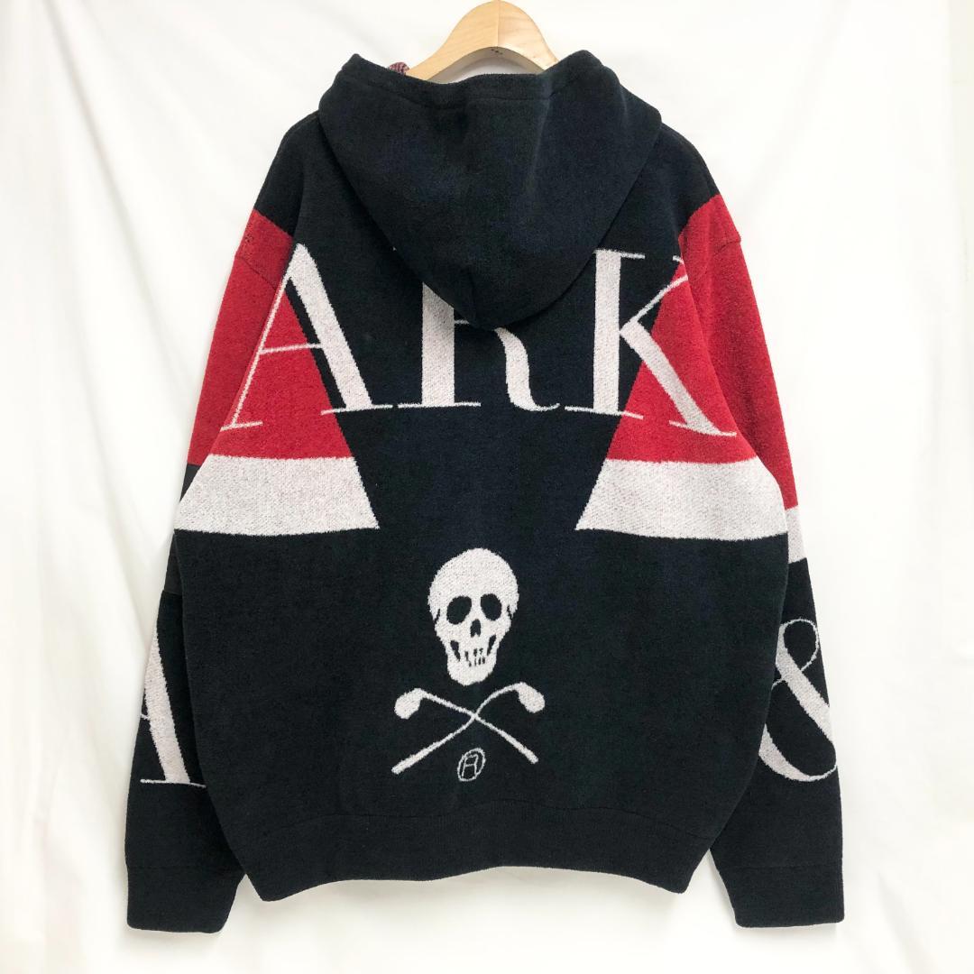 ○★訳有り新品未使用　MARK&LONA　ブランドロゴニットパーカー　50　黒