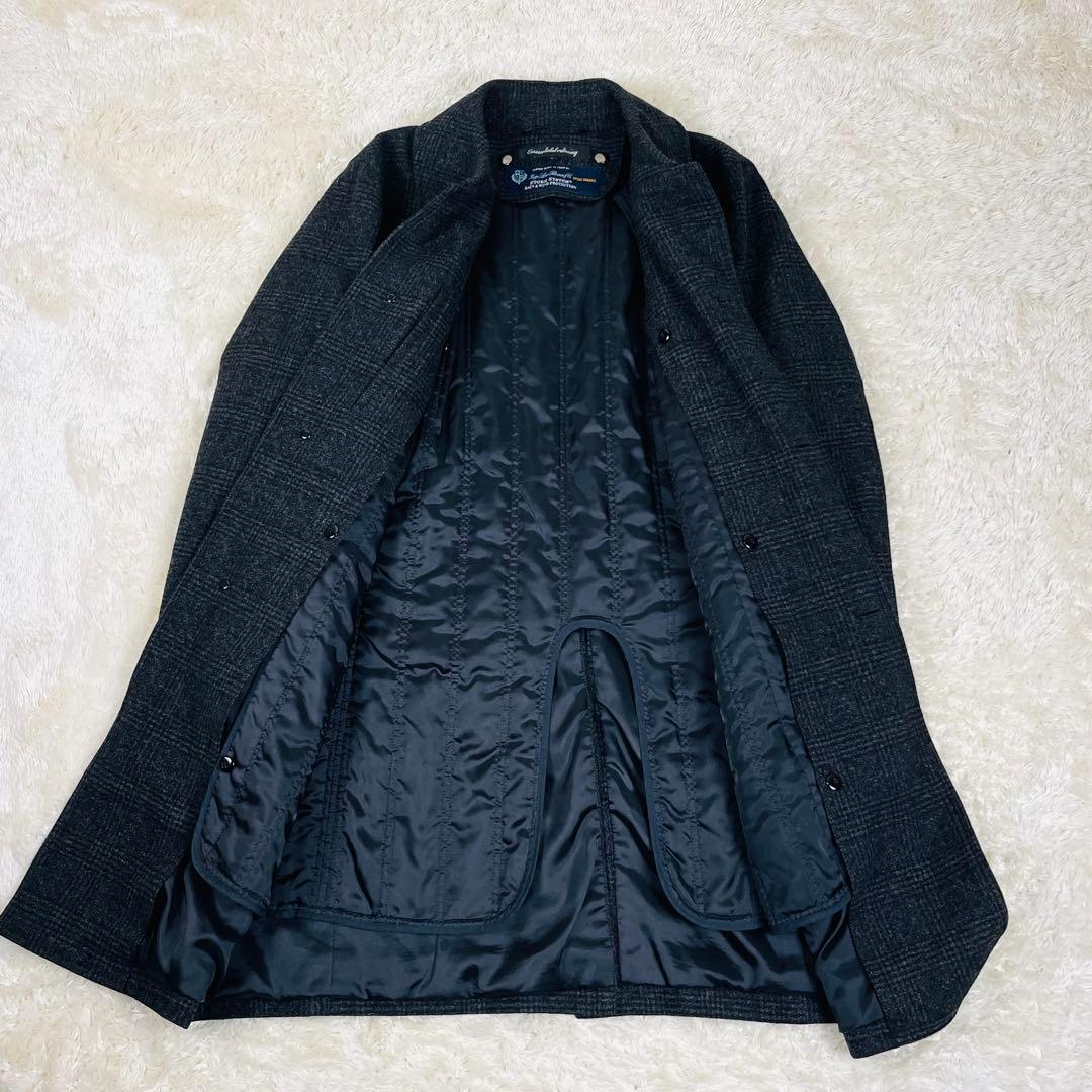 グリーンレーベル×ロロピアーナ ステンカラーコート Lライナー着脱可　チェック