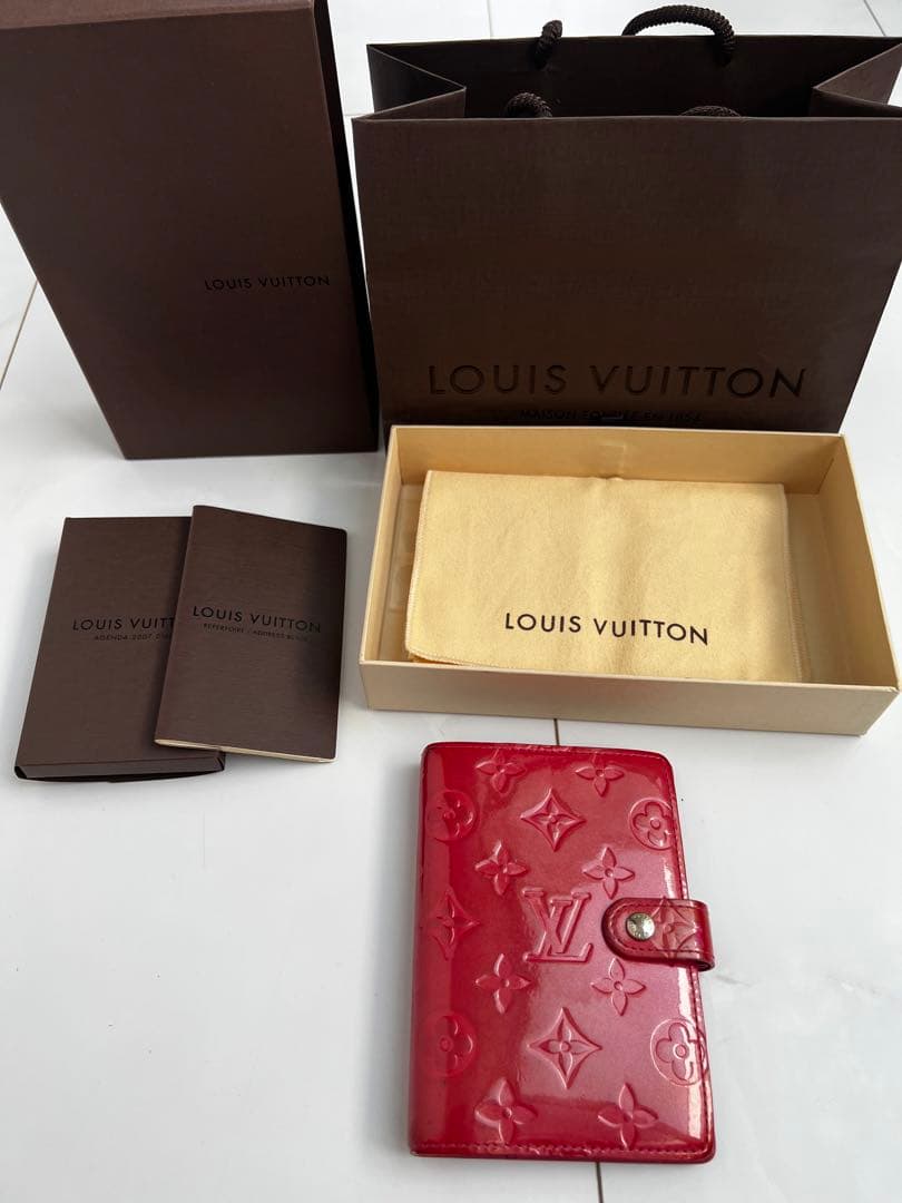 【訳あり】LOUIS VUITTON 手帳 ケースヴェルニ　モノグラム　赤