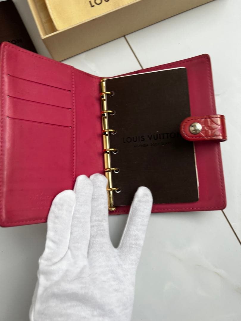 【訳あり】LOUIS VUITTON 手帳 ケースヴェルニ　モノグラム　赤