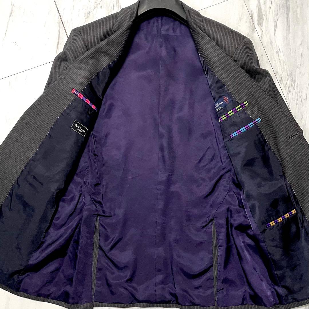 美品⭐️ポールスミス × ゼニア 3ピース マルチストライプ 裏地紫 グレー L