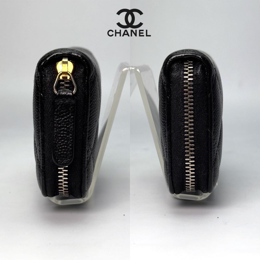 正規品 シャネル マトラッセ ゴールド金具 ジップ パース ケース