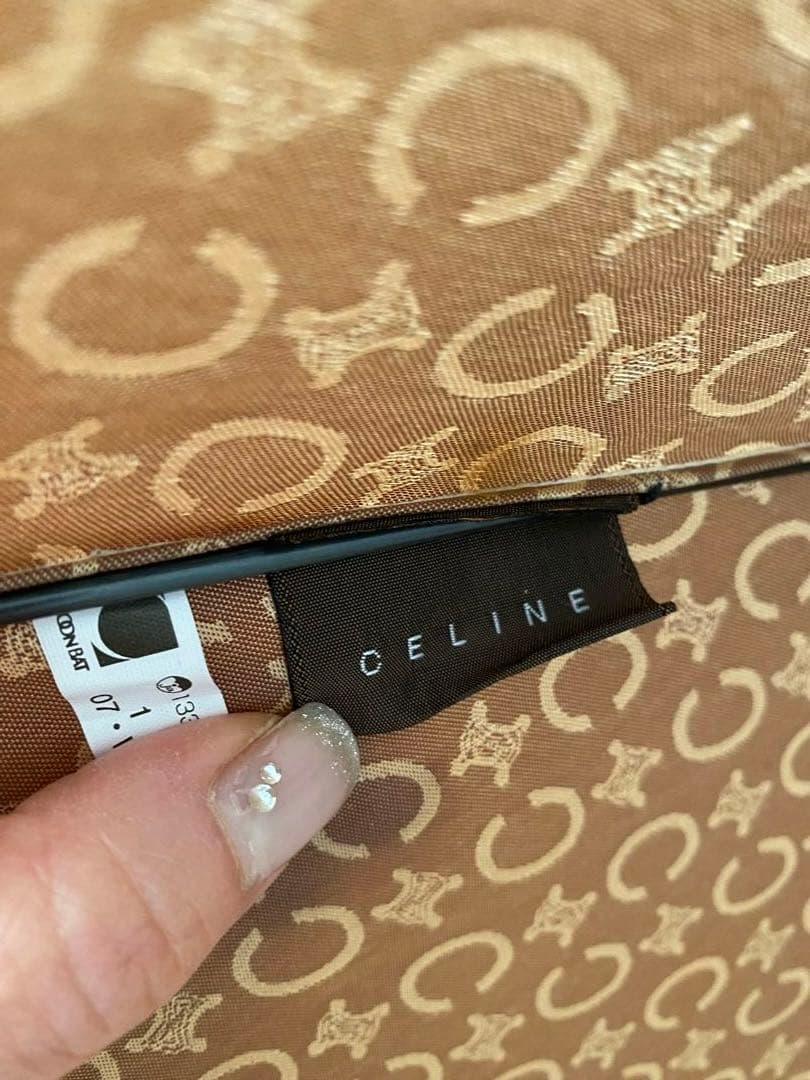 A*a様 Celine セリーヌ マカダム柄 ベージュ長傘 木製ハンドル 専用ケ