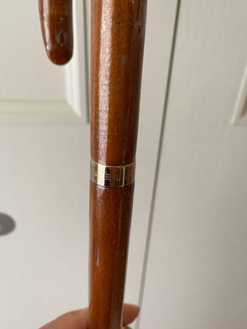 A*a様 Celine セリーヌ マカダム柄 ベージュ長傘 木製ハンドル 専用ケ