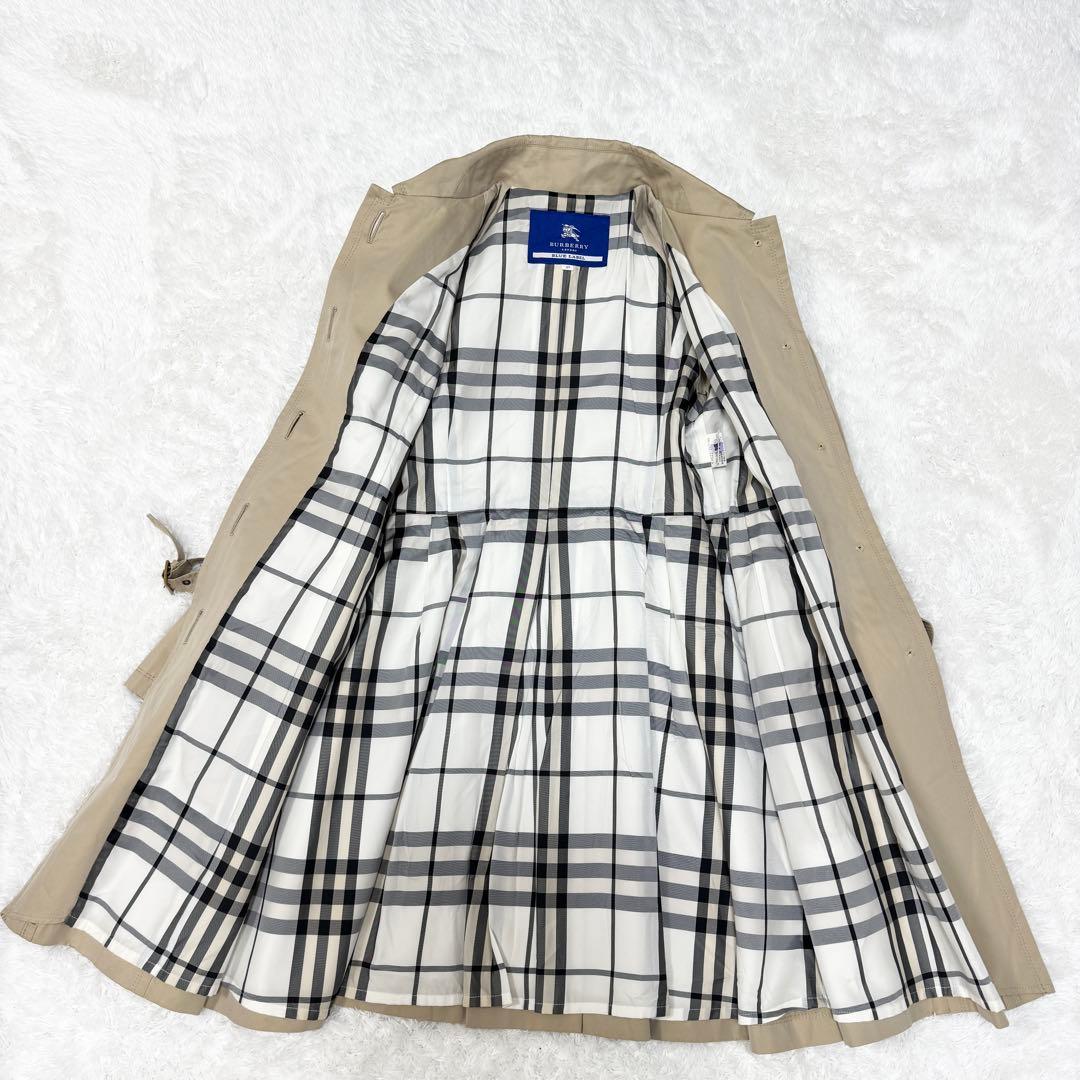 【バーバリーブルーレーベル】トレンチコート Aラインノバチェック40（L）