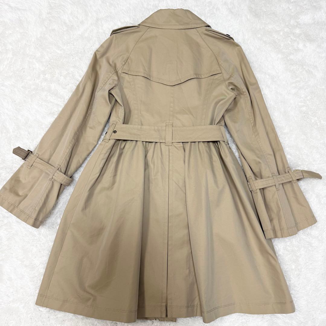 【バーバリーブルーレーベル】トレンチコート Aラインノバチェック40（L）