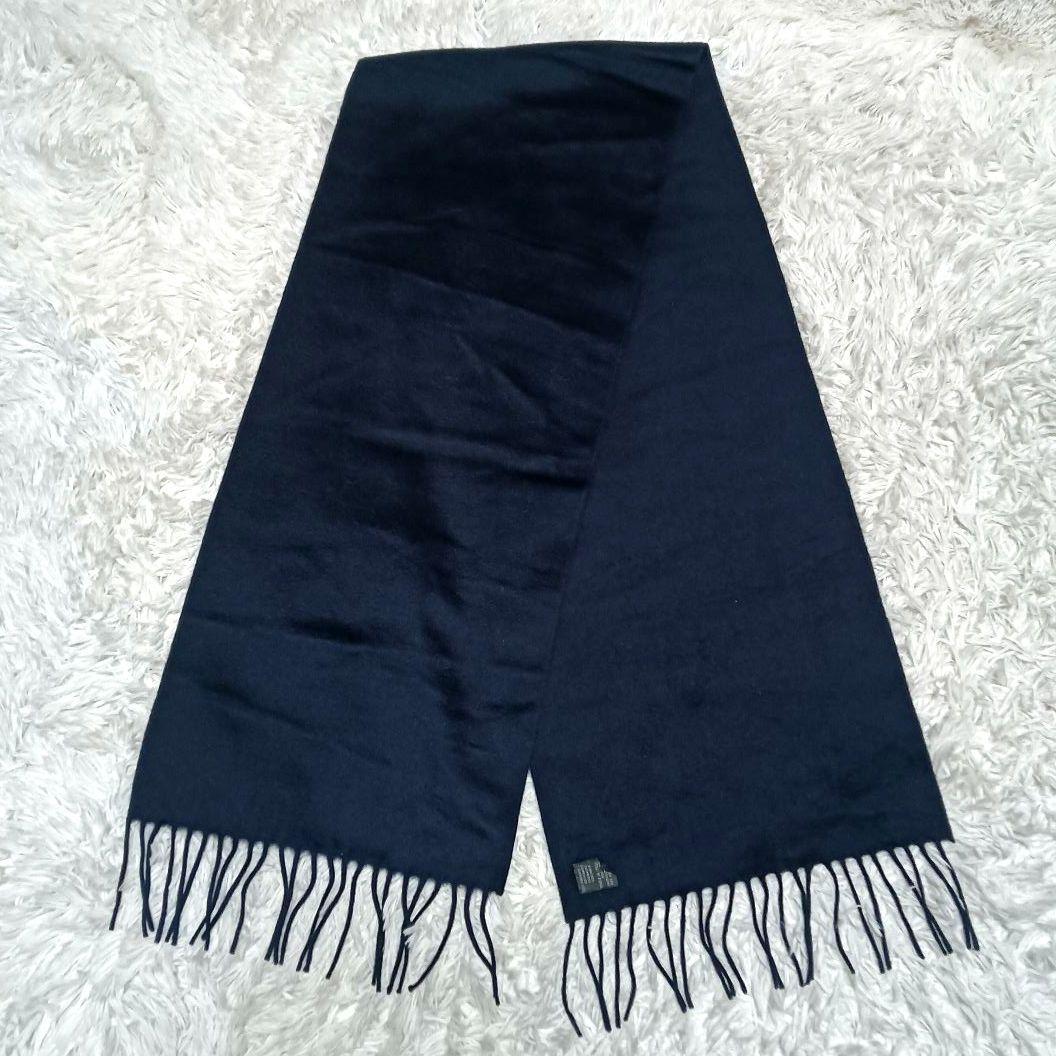 【良品】Ermenegildo Zegna　カシミヤ100％マフラー　メンズ　紺