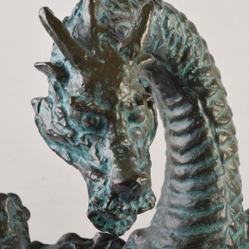 彫刻家　江里敏明造　青銅　青龍　置物　共箱　V　9090A