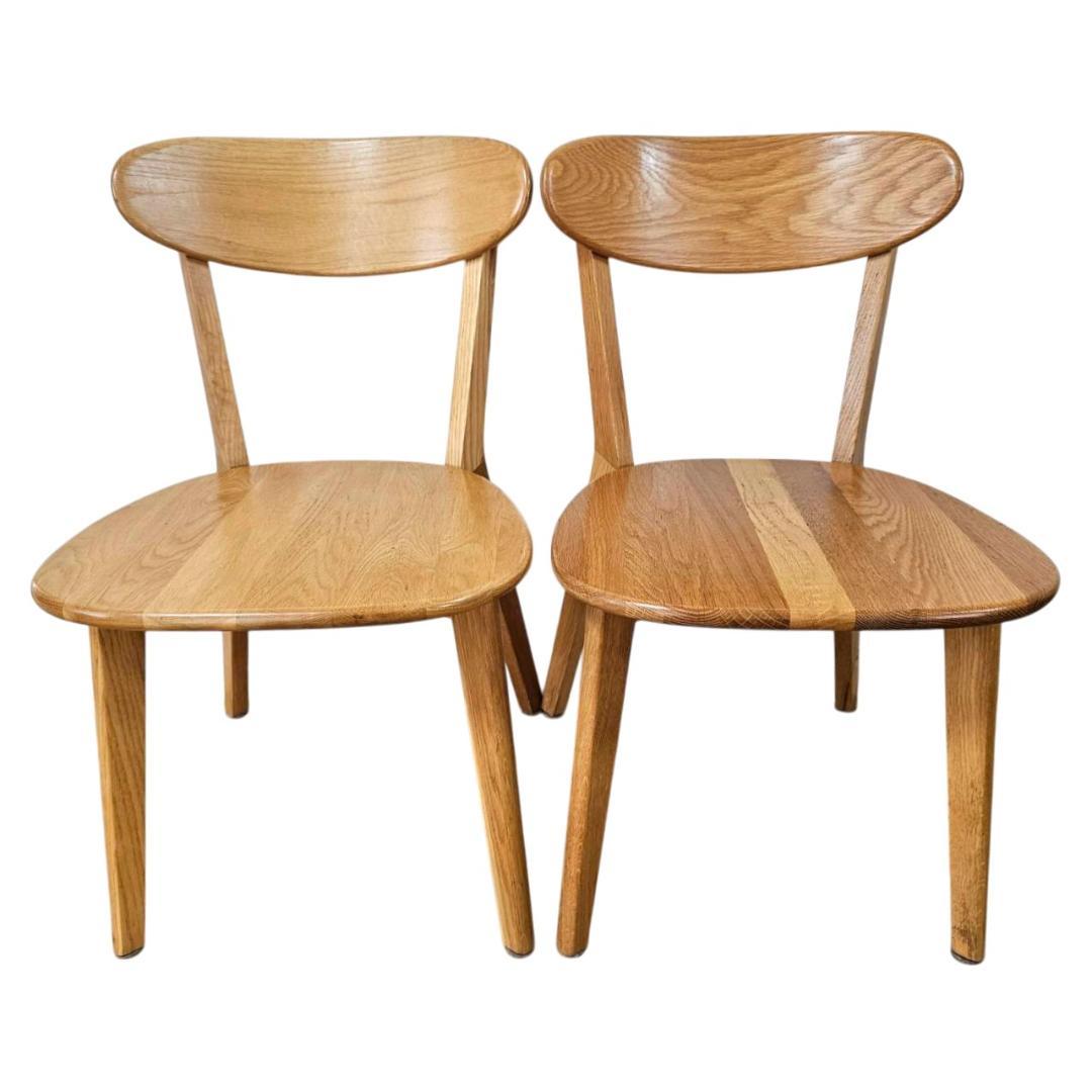 大川家具 リバー ダイニングチェア 2脚セット オーク無垢 板座 木製椅子