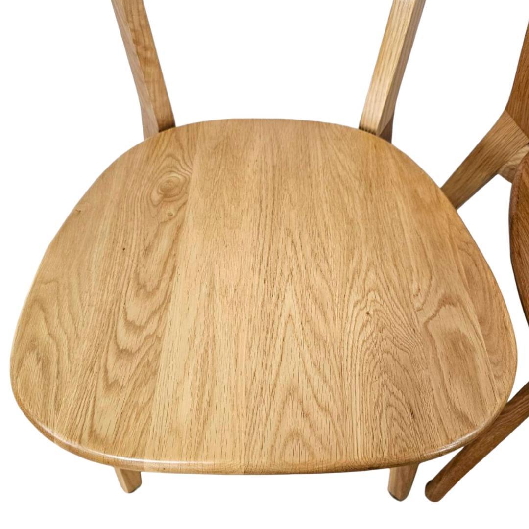 大川家具 リバー ダイニングチェア 2脚セット オーク無垢 板座 木製椅子