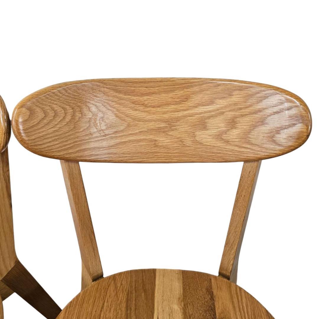 大川家具 リバー ダイニングチェア 2脚セット オーク無垢 板座 木製椅子