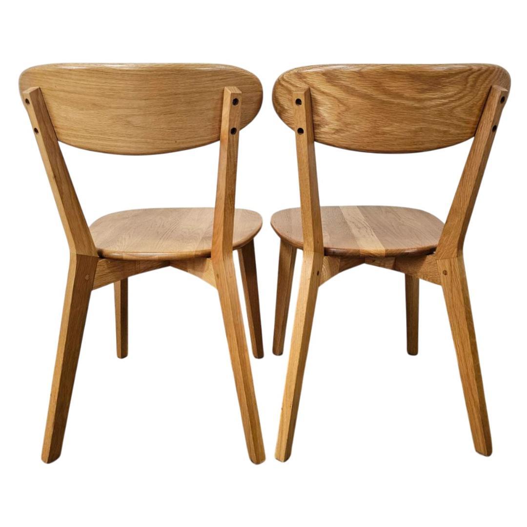 大川家具 リバー ダイニングチェア 2脚セット オーク無垢 板座 木製椅子