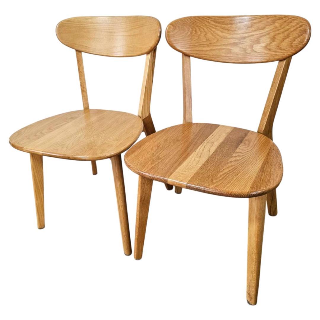 大川家具 リバー ダイニングチェア 2脚セット オーク無垢 板座 木製椅子