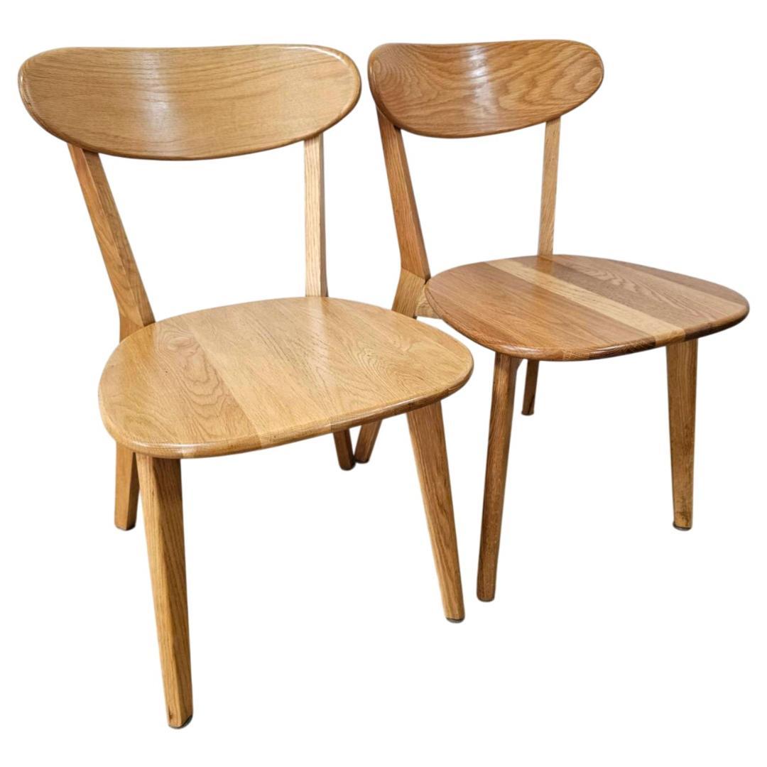 大川家具 リバー ダイニングチェア 2脚セット オーク無垢 板座 木製椅子