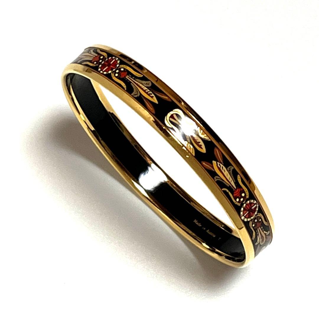 Ku-chan HERMES バングル エマイユ 植物 ブラック 美品