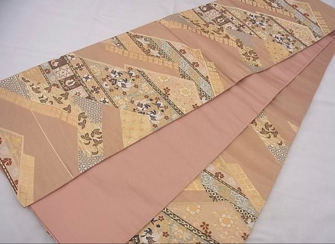 振袖フルセット6点サイズS〜M 駒刺繍　扇面鳳凰花車文　暈し染め　金彩　正絹