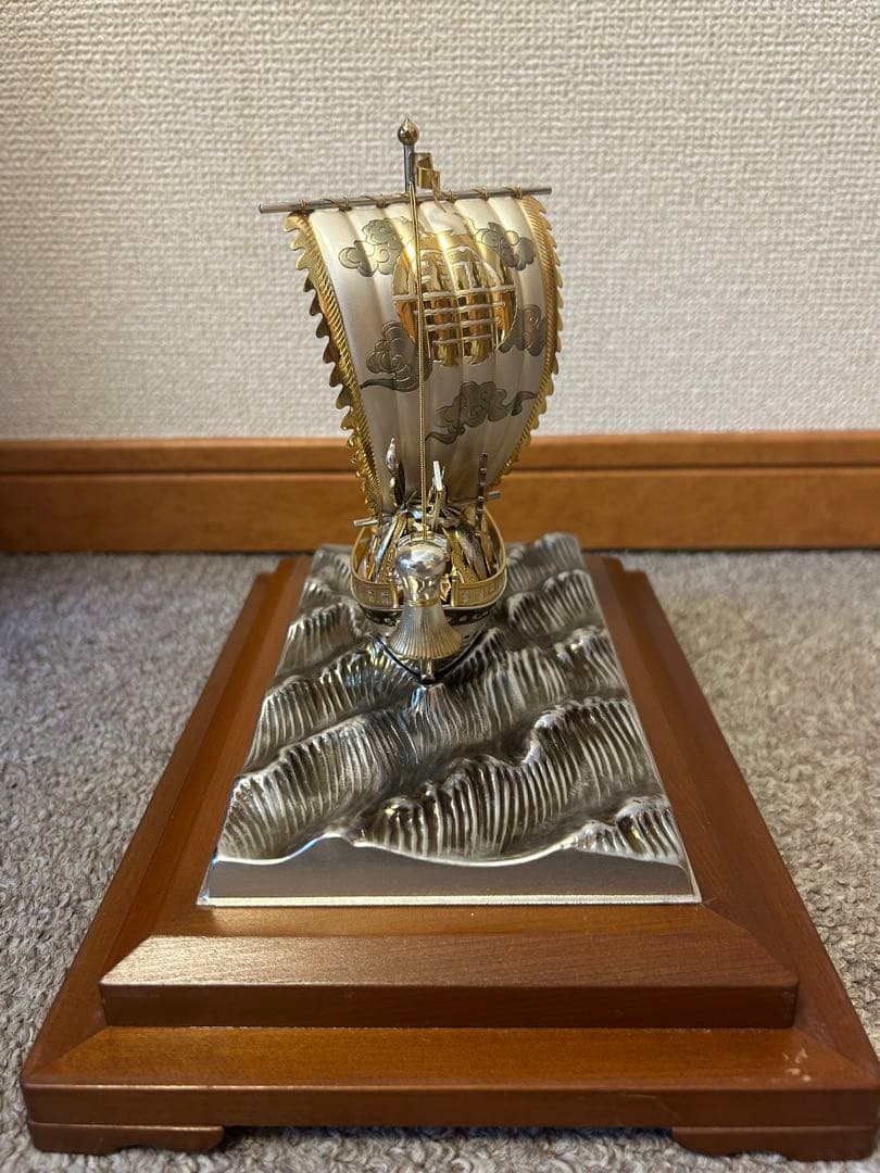 武比古 銀製 宝船 5号（房）銀船 置物 縁起物 ケース付き