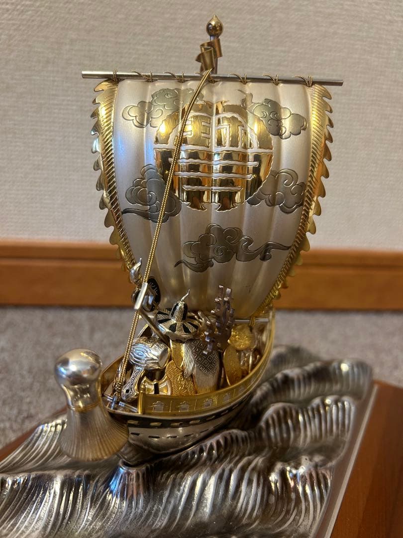 武比古 銀製 宝船 5号（房）銀船 置物 縁起物 ケース付き