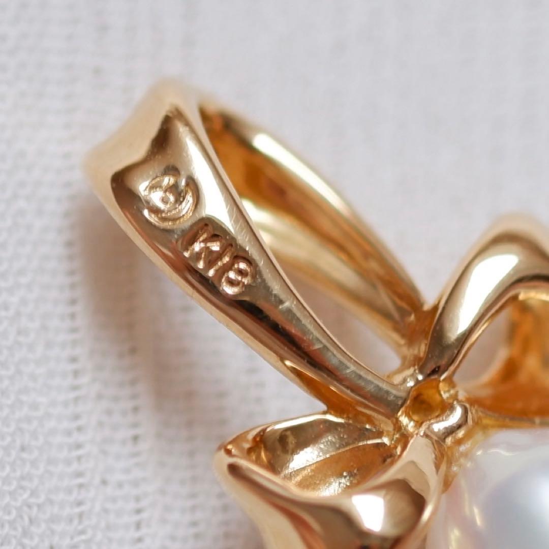 【TASAKI】K18 リボン 真珠チャーム ネックレストップ 18金 ゴールド