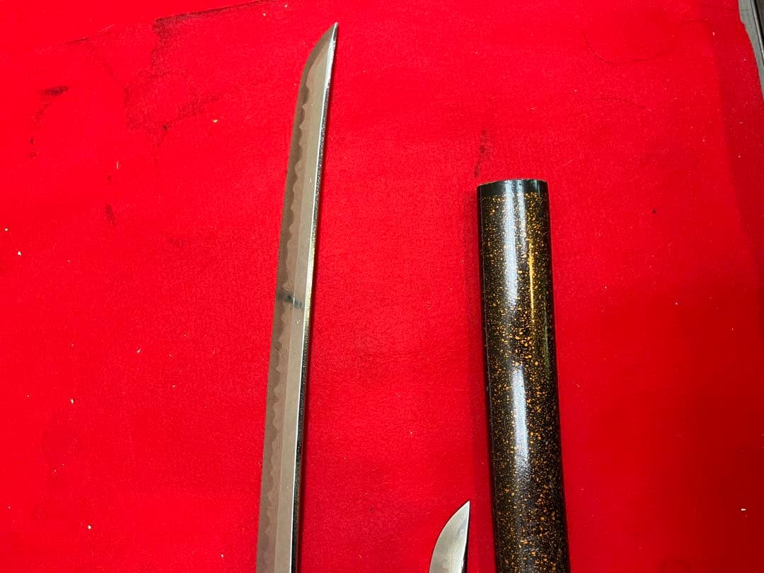 模造刀　大小2本セット　2本掛け台付き　下緒付き　螺鈿拵え