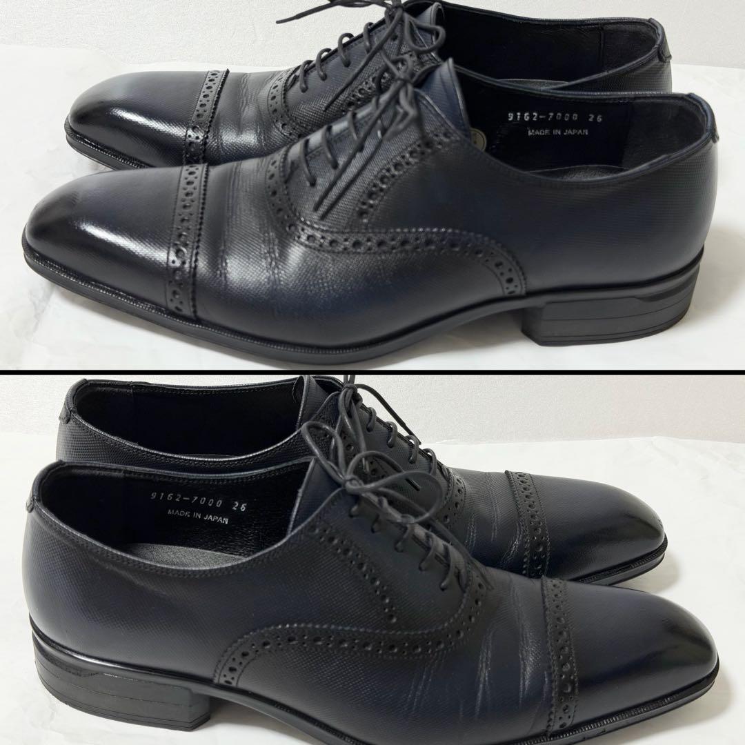 美品 ムッシュニコル 本革 スクエアトゥ ドレスシューズ 26cm レザー 内羽