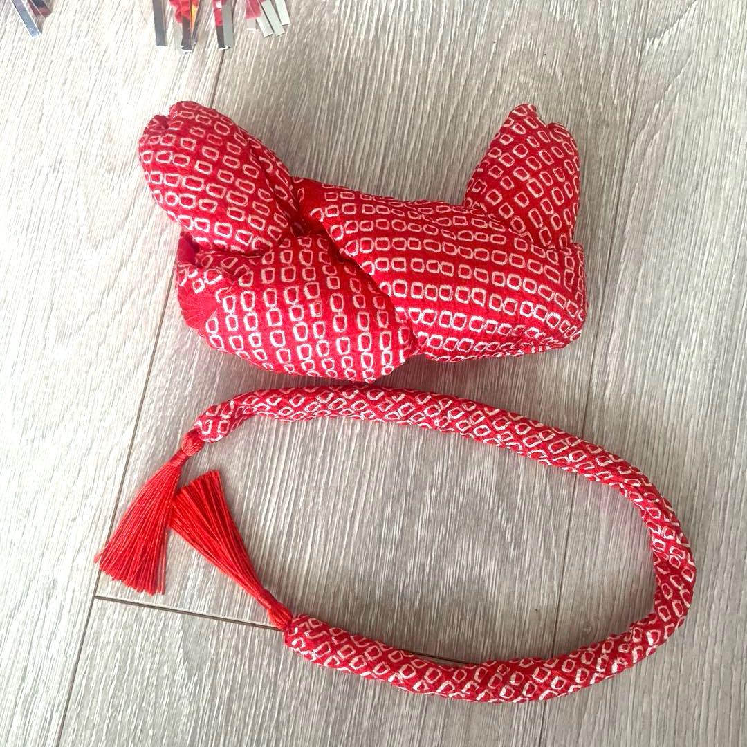 七五三 勝山かんざし　かのこ　ちんころ　日本髪　髪飾りセット 赤 オレンジ