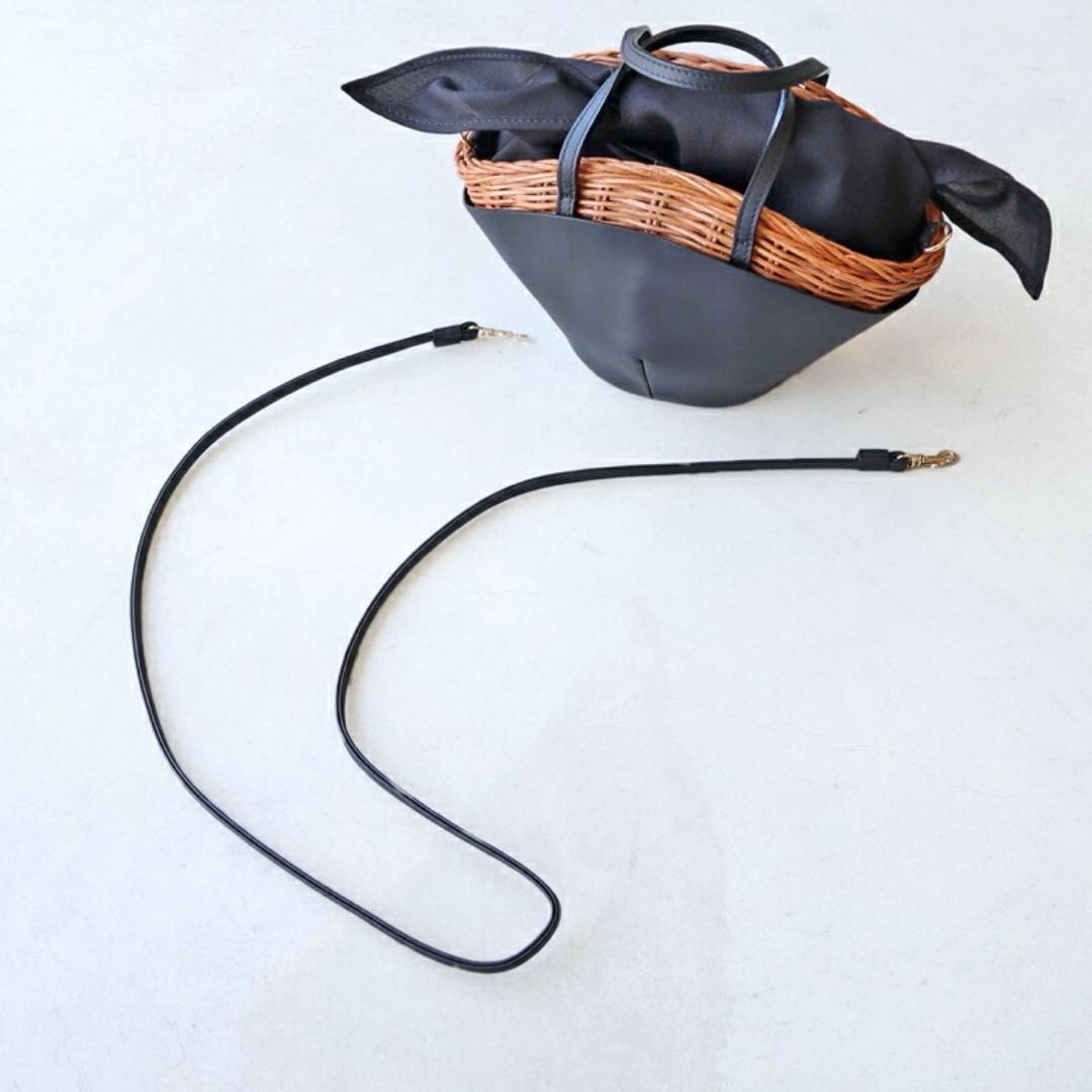 The Bagmati バグマティ ウィッカー×レザー カゴバッグ　ブラック