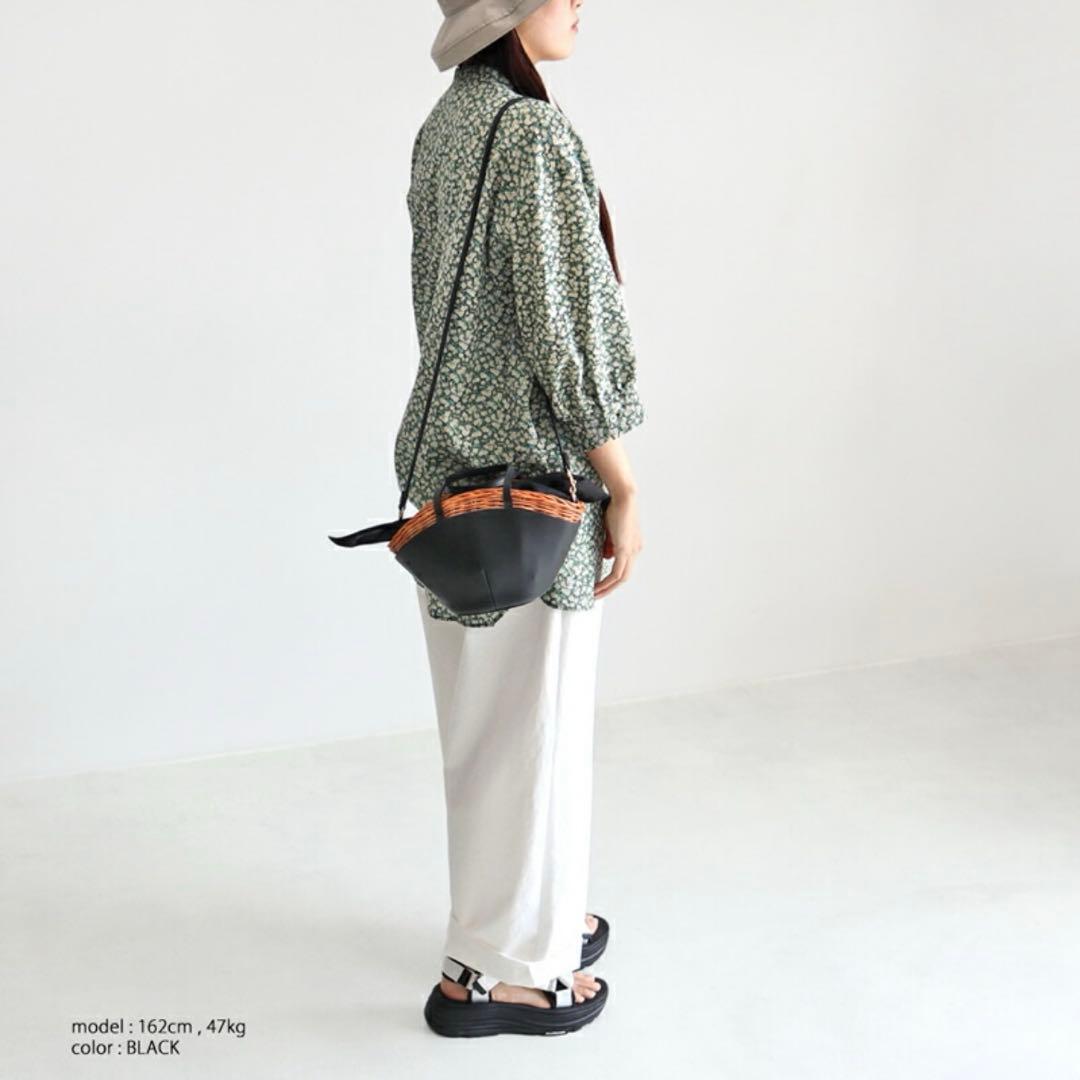 The Bagmati バグマティ ウィッカー×レザー カゴバッグ　ブラック