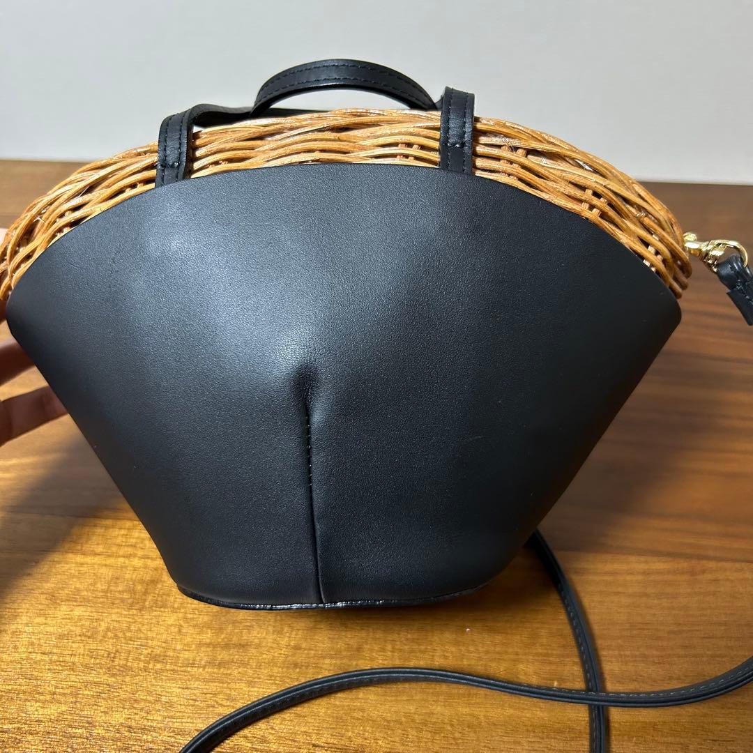 The Bagmati バグマティ ウィッカー×レザー カゴバッグ　ブラック