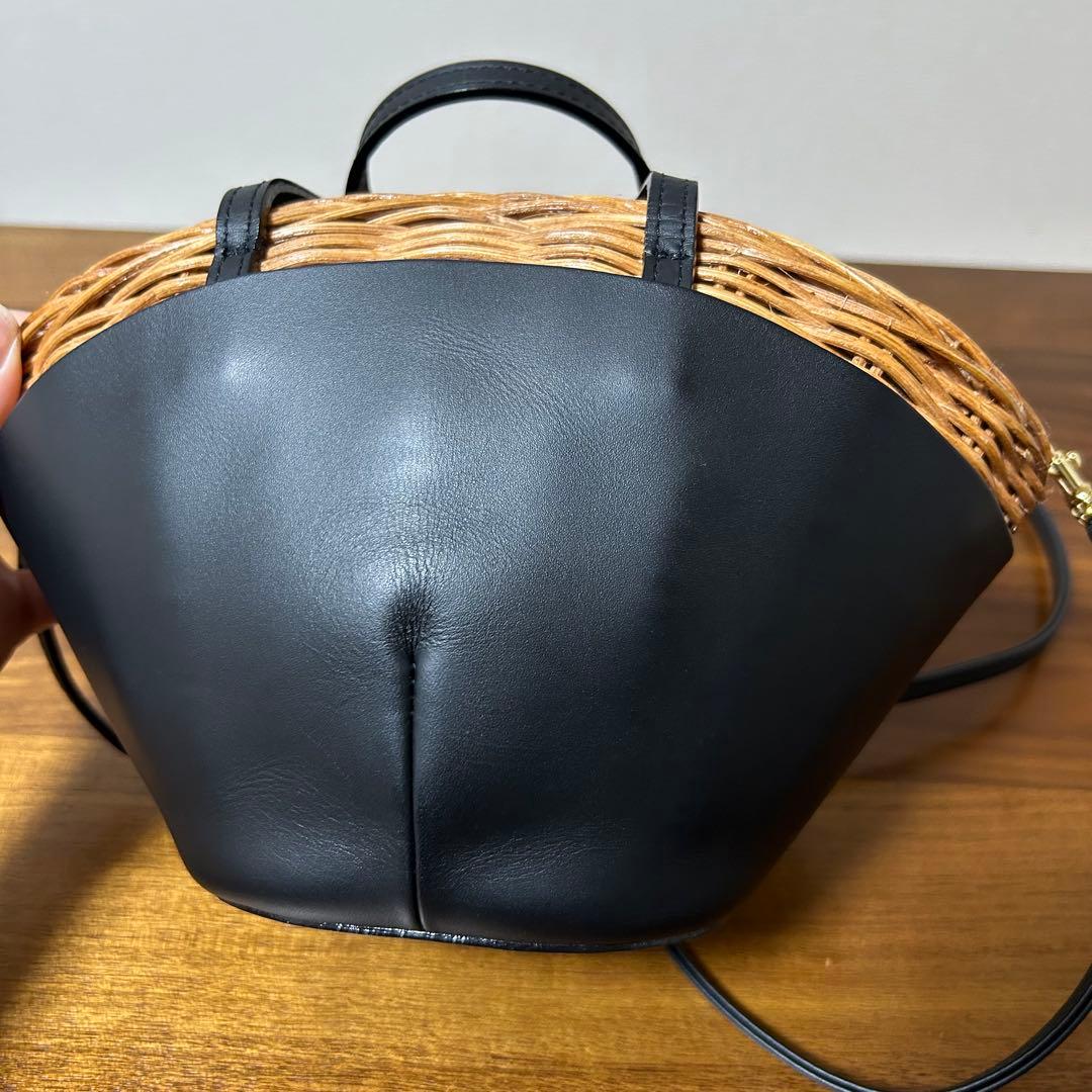 The Bagmati バグマティ ウィッカー×レザー カゴバッグ　ブラック