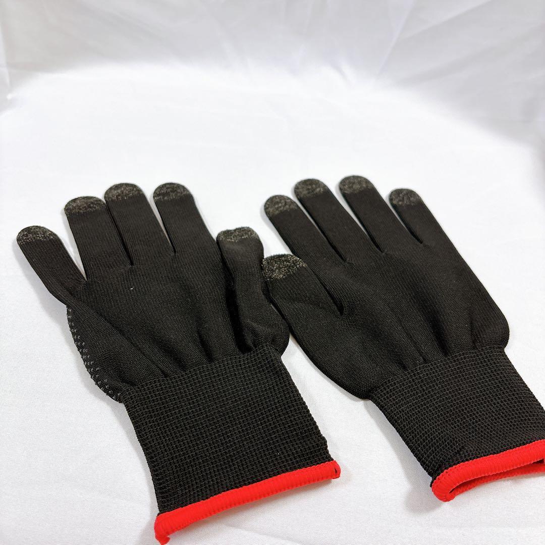 ❣️未使用❣️ゲームグローブ フィンガーゲーム通気性 防汗タッチ ブラック/レッド