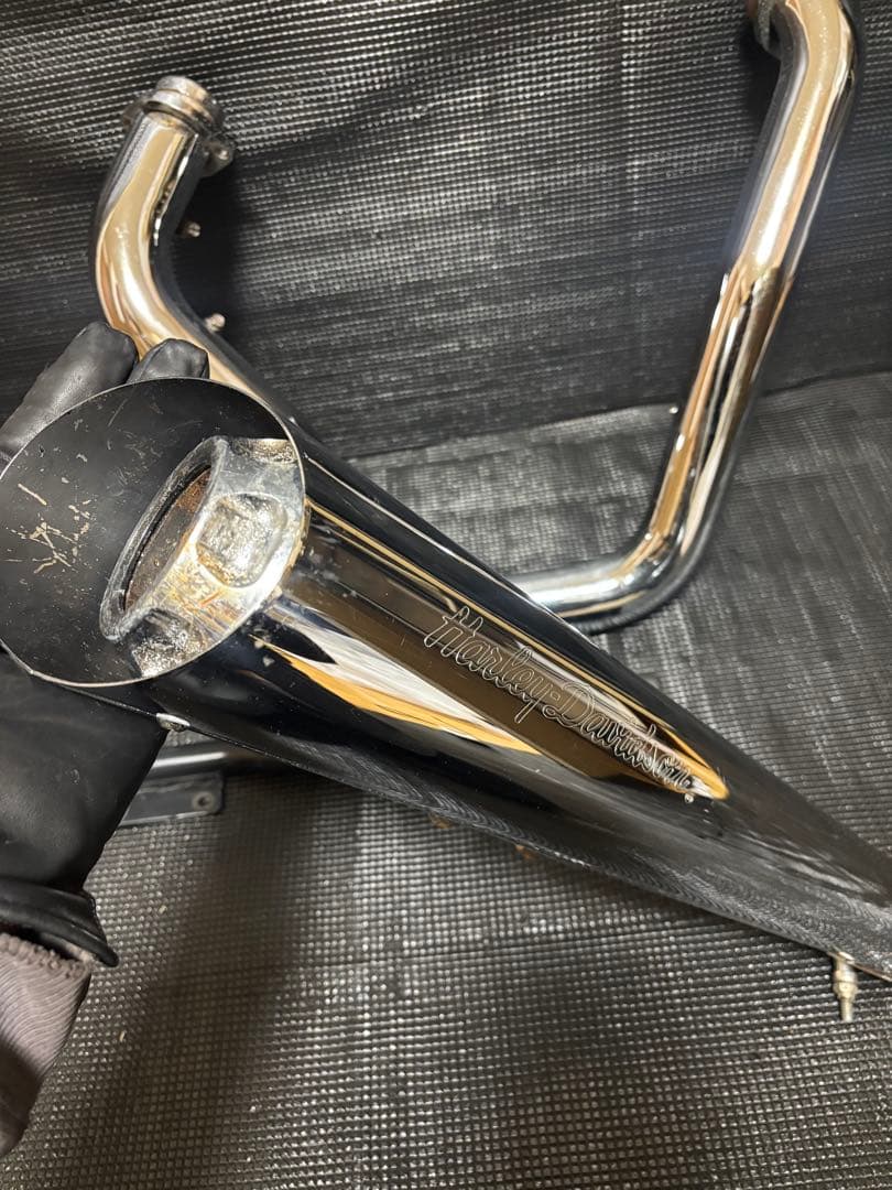 （希少）ハーレー ダイナ FXDL 純正オプション 2in1 マフラー ステー付