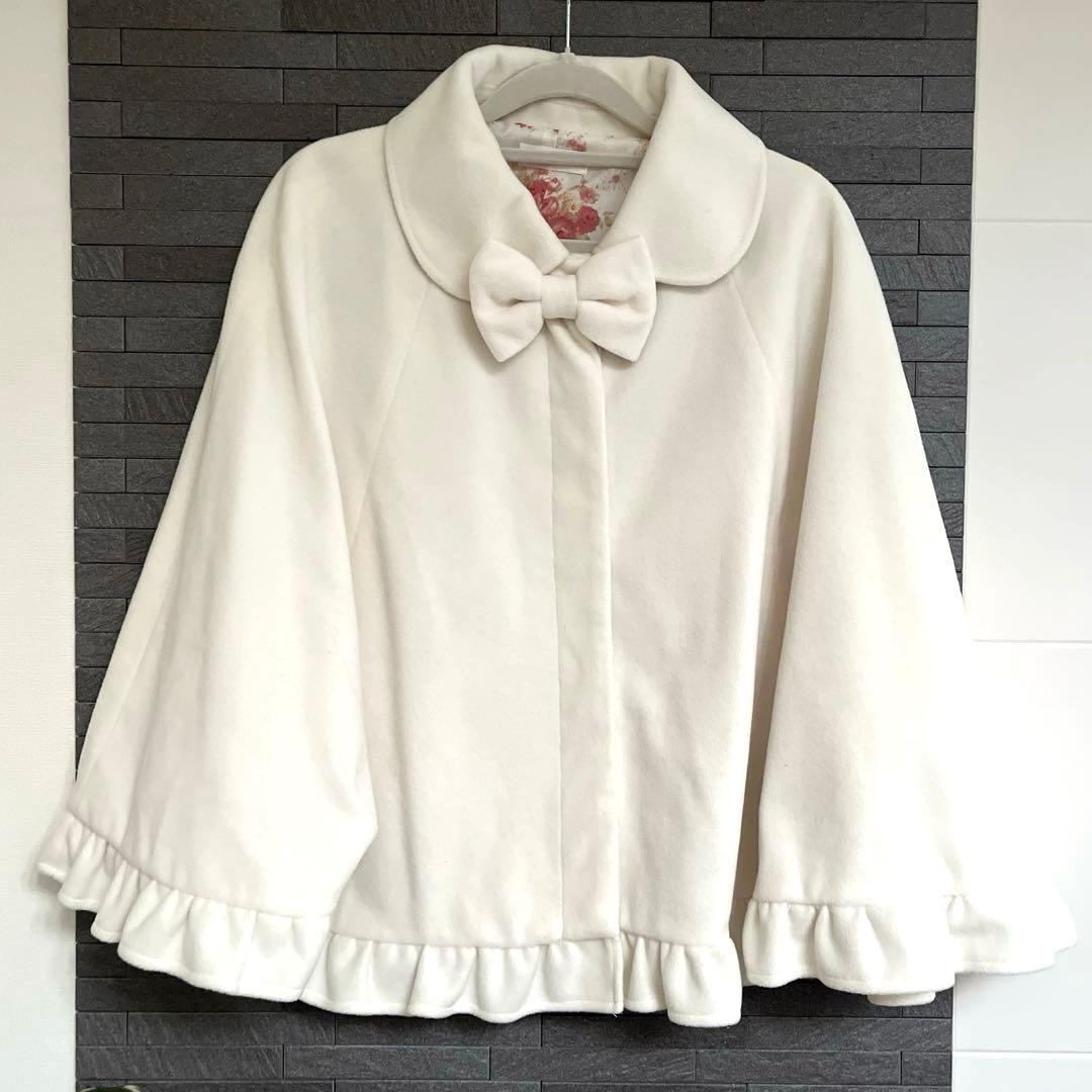【姫系♡極美品】LIZ LISA リボン付きフリルポンチョコート ホワイト