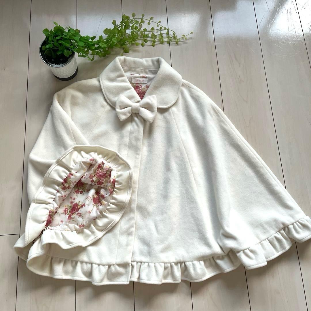 【姫系♡極美品】LIZ LISA リボン付きフリルポンチョコート ホワイト