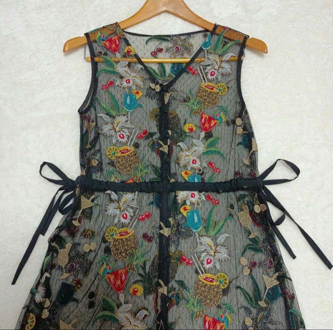 n*u様 グレースコンチネンタル　花柄刺繍 ワンピース　36Sサイズ