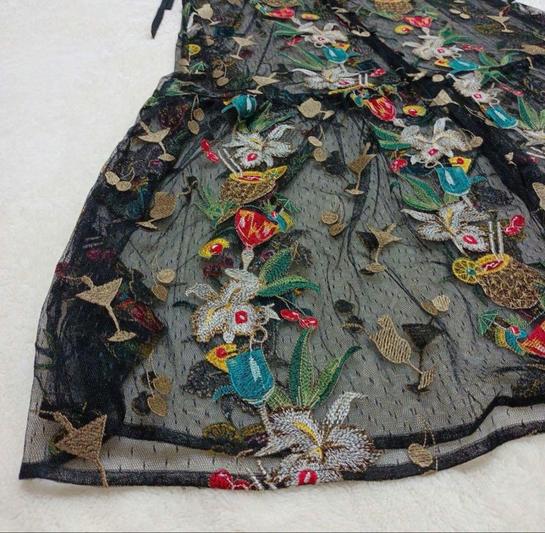 n*u様 グレースコンチネンタル　花柄刺繍 ワンピース　36Sサイズ