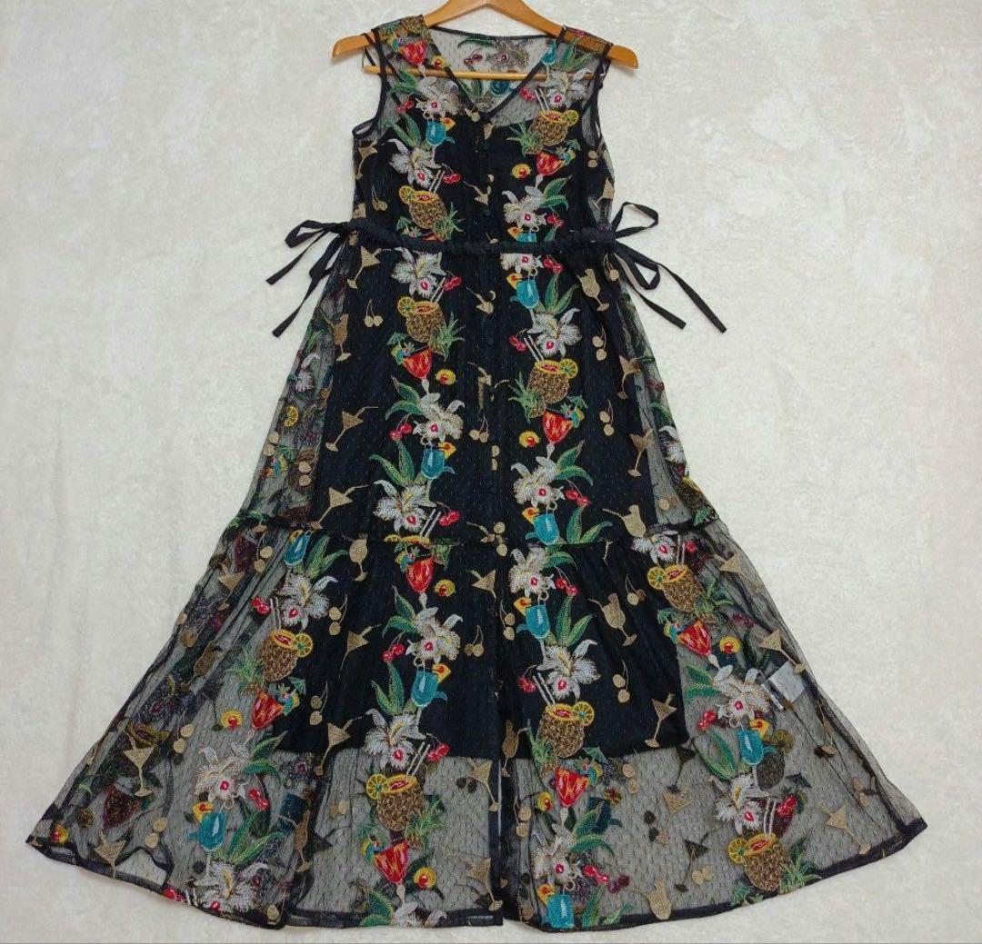 n*u様 グレースコンチネンタル　花柄刺繍 ワンピース　36Sサイズ