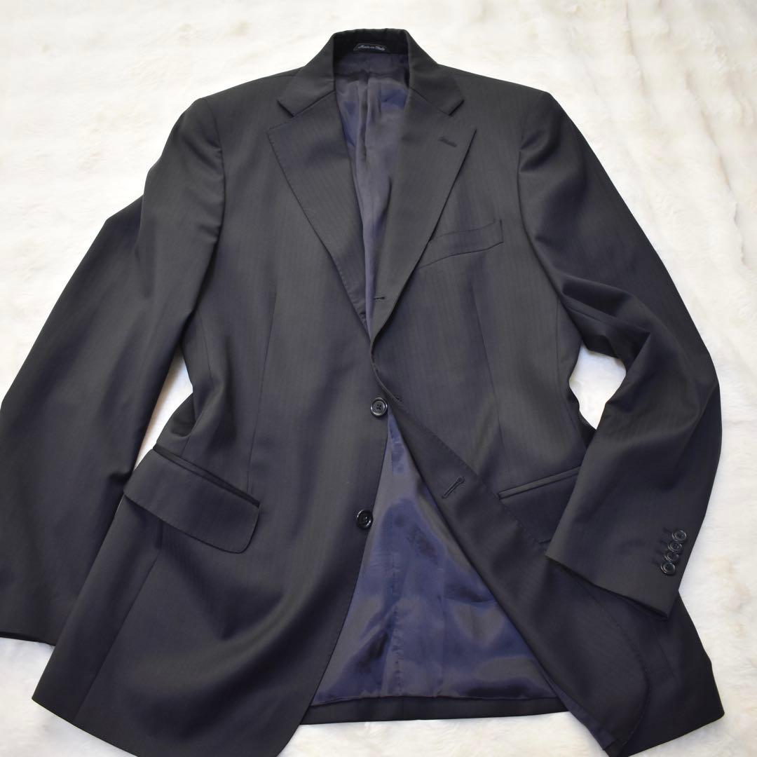 ラルディーニ　テーラードジャケット ストライプ　イタリア製　ブラック