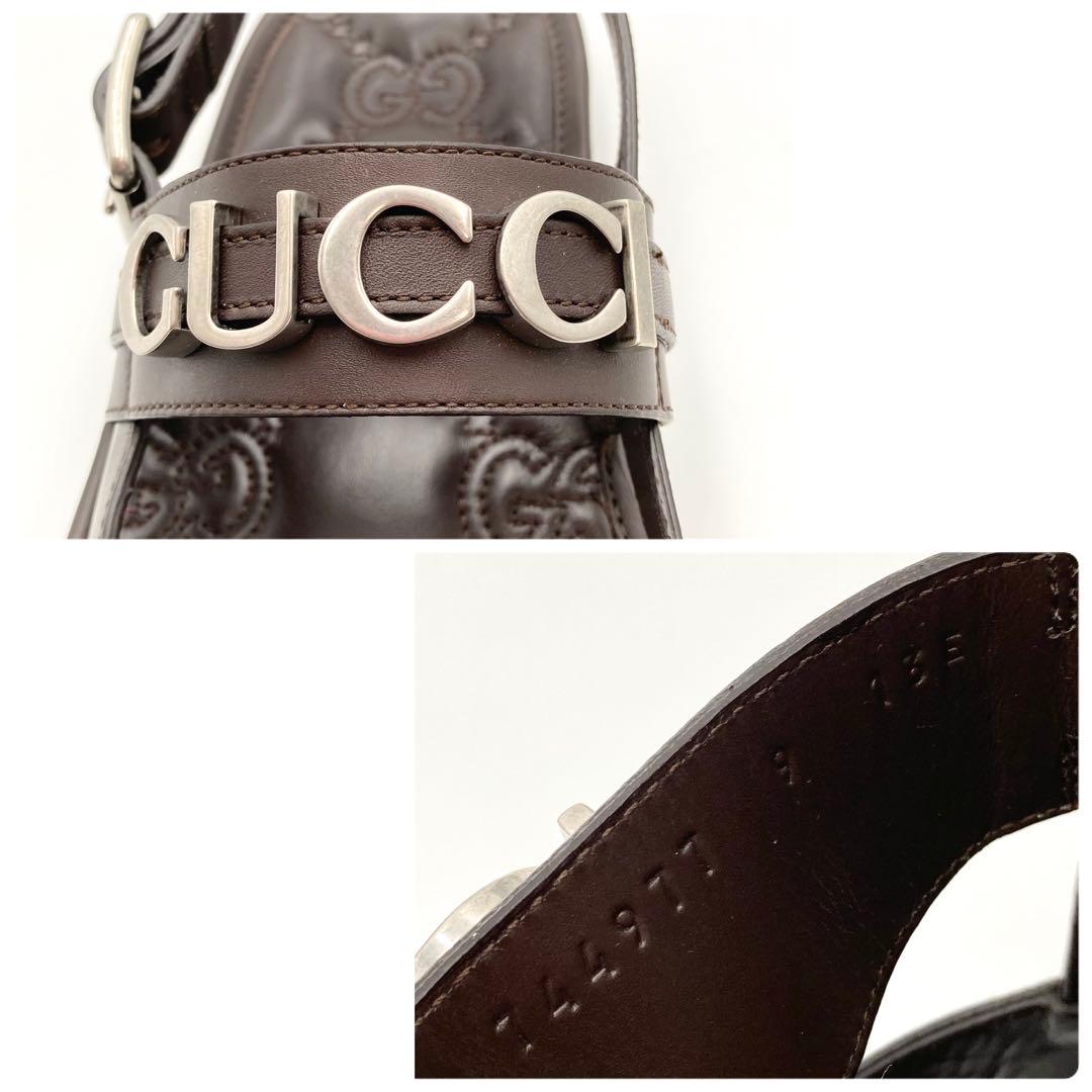 Sony Croket✨GUCCI サンダル シューズ 茶 メタルロゴ 9