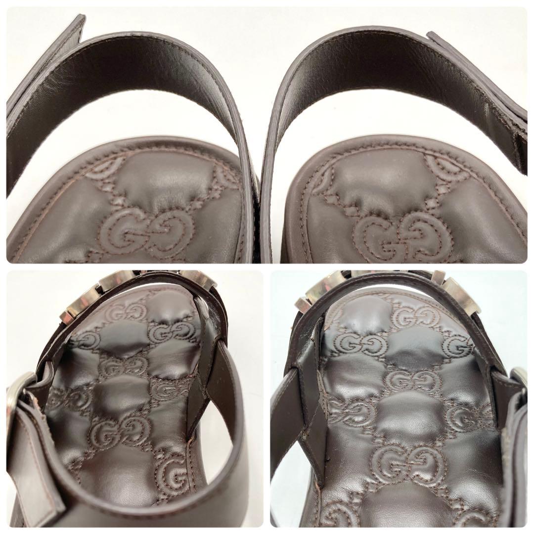 Sony Croket✨GUCCI サンダル シューズ 茶 メタルロゴ 9