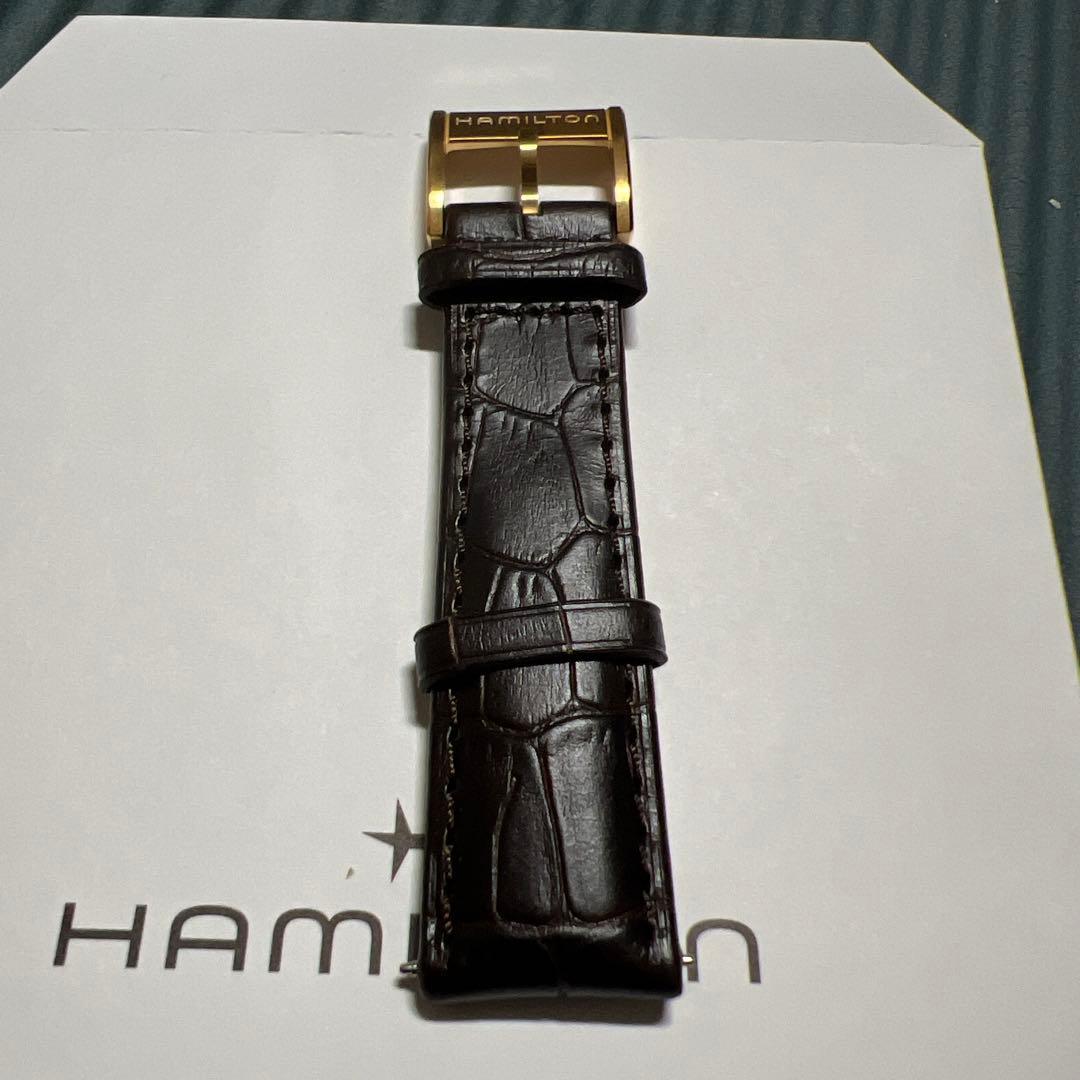 HAMILTON ブラウンレザーベルト 20mm ゴールドバックル